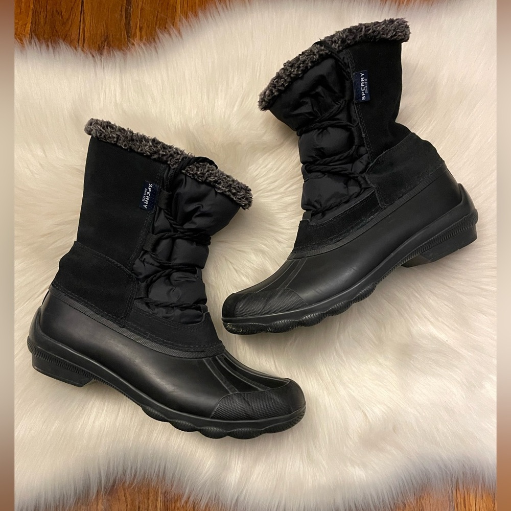 Sperry Black Duck Rain Boots Size 8 Women’s